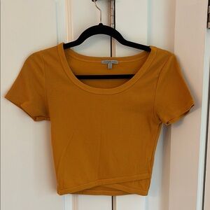 Charlotte Russe Burnt Orange Fitted Crop T-Shirt